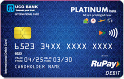 Sample Debit Card image showing UCO Bank card design